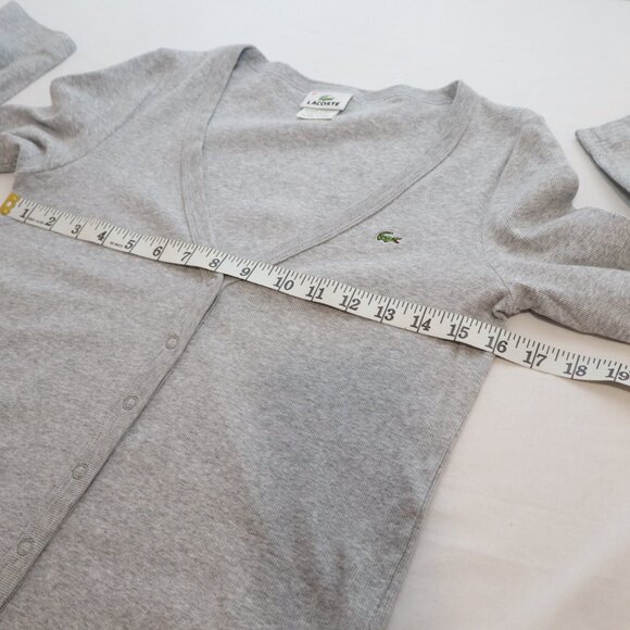 Lacoste Women's Ribbed Knit Lightweight Cotton Blend Cardigan Size EU42 US L EUC - Picture 7 of 9